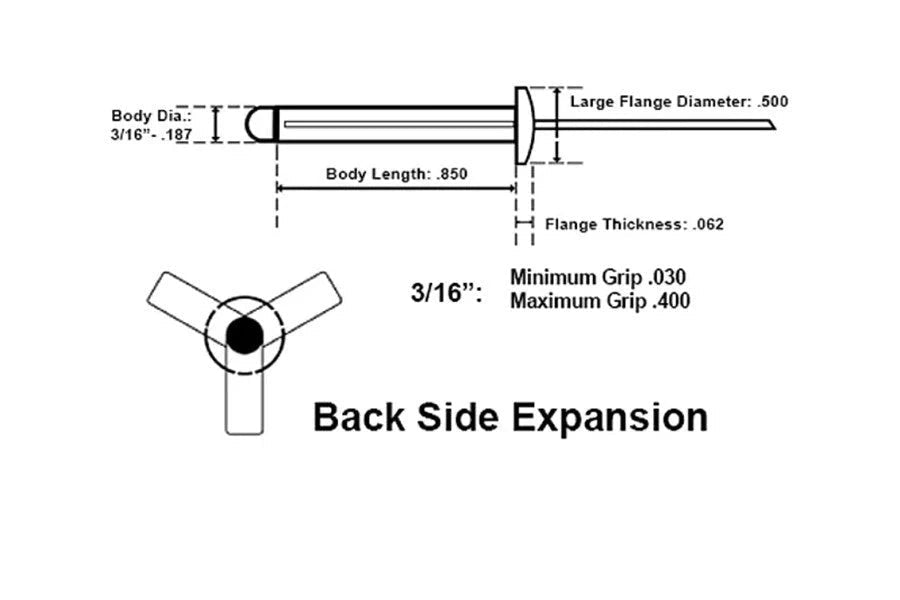 3/16 Alum Rivets, Tri-Fold